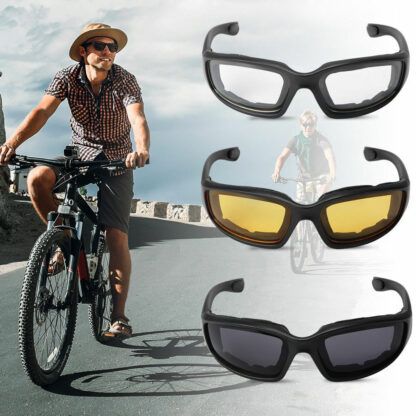3 Pair Motorcycle Sports Padded Biker Riding Glasses Wind Resistant Sunglasses - Image 9