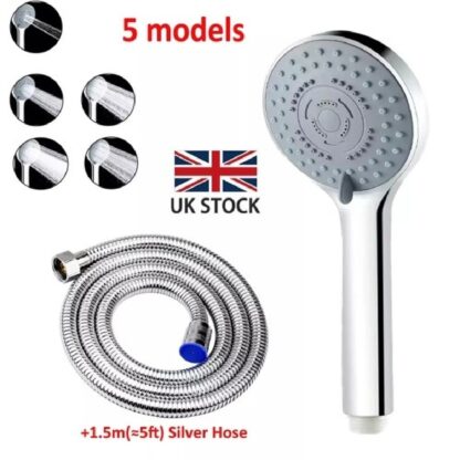 5-Mode Shower Head - High Pressure Handset, Large Chrome, Water Saving Bath Head - Image 9