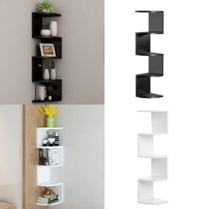 New 5 Tier Floating Wall Shelves Corner Shelf Storage Display Bookcase Unit - Image 2