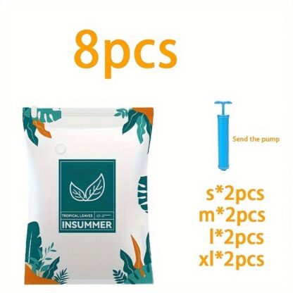 8pcs Transparent Vacuum Compression Storage Bag With Pump, Dust Seal Moving Bag, For Clothes, Blankets, Shirts, Home Space Saving Storage Box, Used In Dormitories, Closets, Wardrobes, Bedrooms, Bat - Image 6