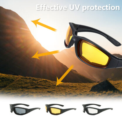 3 Pair Motorcycle Sports Padded Biker Riding Glasses Wind Resistant Sunglasses - Image 6