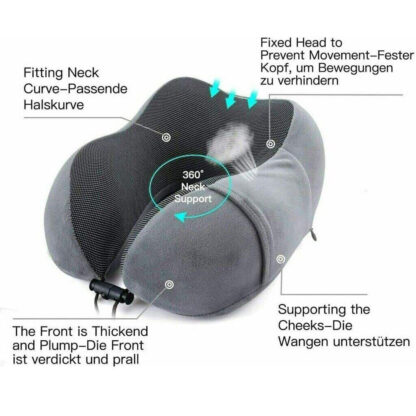 Memory Foam Travel Pillow Neck Support Cushion Without Carry Bag Ear Plugs Mask - Image 9