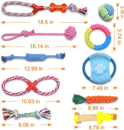 15X Tough Dog Toys Bundle Chew Rope Knot Ball Squeakers Pet Puppy Teething NEW - Image 7