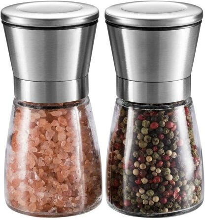 2x Pepper And Salt Grinder Set Mill Adjustable Stainless Steel Shaker Coarse - Image 5