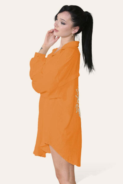 Oversized Long Sleeve Gold Sequin Eye Button Up Shirt - Image 7