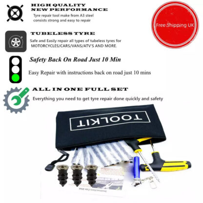 22Pcs Emergency Tyre Puncture Repair Kit Car Van Motorcycle Tubeless Tire Strips - Image 3