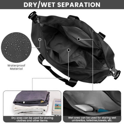 Men Women Gym Duffle Bag Waterproof Large Weekend Travel Sport Holdall Luggage - Image 5