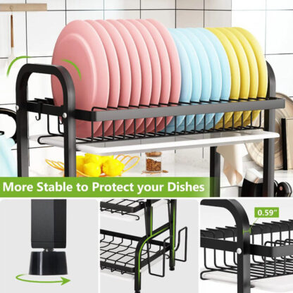 3 Tier Dish Drainer Rack With Drip Tray Cutlery Holder Plate Rack Kitchen Sink - Image 8
