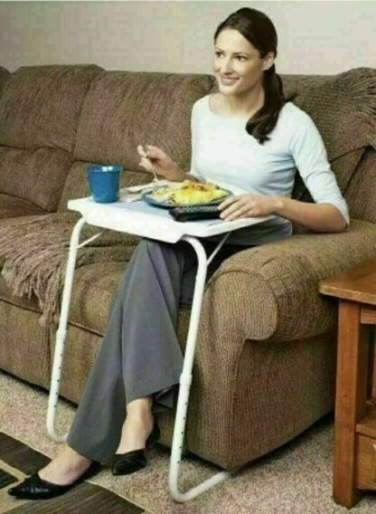 Portable Folding Table Adjustable Table Desk For TV Dinner Laptop Tray Sofa - Image 5