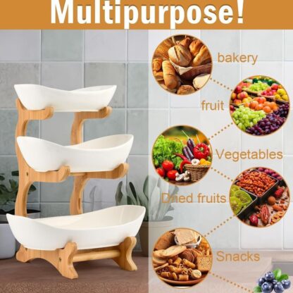 Multifunction Fruit Basket 3Tier Ceramic Bowl Countertop Fruit Bowl Vegetable - Image 10