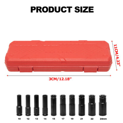 10  Deep Impact Socket Set Heavy Duty 12Drive 10-24 Metric Tool Set - Image 3