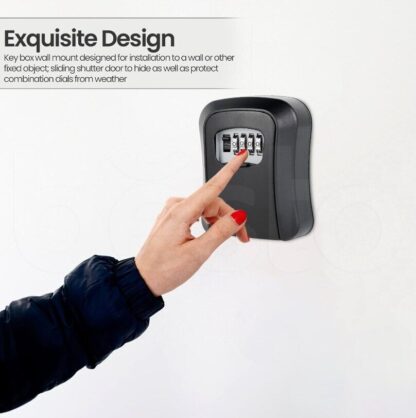 Wall Mounted Key Safe, 4 Combination Key Safe Outdoor Security Key Lock Box - Image 6
