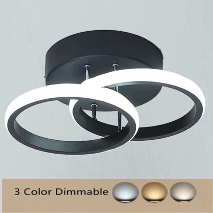 Modern LED Ceiling Light Double Round Pendant Lamp Bedroom Lights Ceiling - Image 2