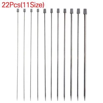 22pcs-11Pairs 25cm Single Pointed Stainless Steel Knitting Needles Set 2mm-8mm - Image 3