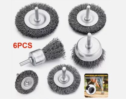 6Pcs Brush Drill Attachment Bit Kit  Wire Cleaning Wheel For Cleaning Rust UK