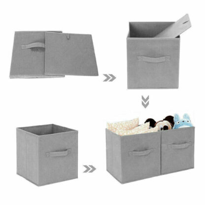 4 Pack Foldable Storage Box Foldable Canvas Drawer Organizer Fabric Cube - Image 6