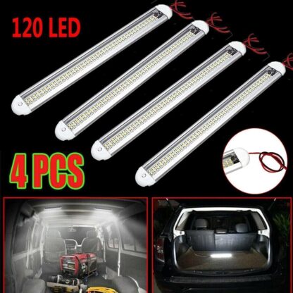 4x 12V 120 LED Car Interior Strip Lights Bar Light Car Van Caravan Boat Home Bus - Image 4