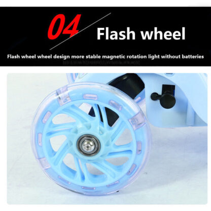 Blue Kids Scooter 3 Wheels Kids Kick Push Flashing Led Light Up Adjustable - Image 8