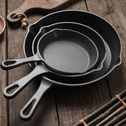 Set Of 3 Cast Iron Non Stick Skillet Griddle Cooking Pan Pre-Seasoned Frying Pan - Image 2