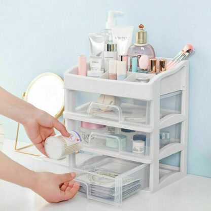 4 Tiers Makeup Storage Clear Box Desktop Cosmetic Stationery Drawers Organizer - Image 4