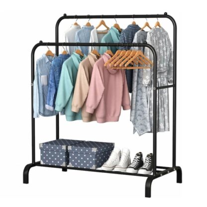 Heavy Duty Double Clothes Rail Hanging Rack Garment Display Stand Shoes Storage - Image 7