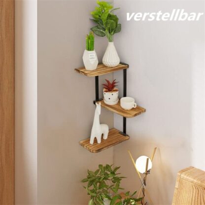 3 Tier Lucca Corner Shelf Modern Floating Wall Shelves Storage Display Shelving - Image 6