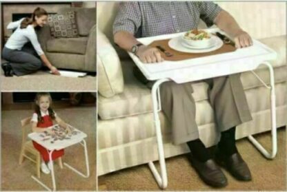 Portable Folding Table Adjustable Table Desk For TV Dinner Laptop Tray Sofa - Image 3