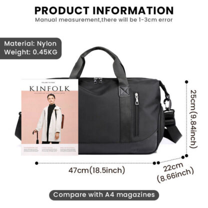 Men Women Gym Duffle Bag Waterproof Large Weekend Travel Sport Holdall Luggage - Image 7