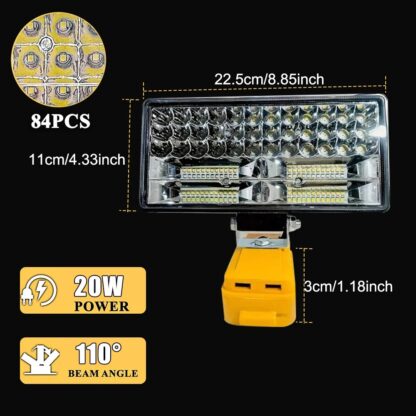 LED Work Light For 18V 20V Battery 6500K Cordless Flashlight With USB UK - Image 10