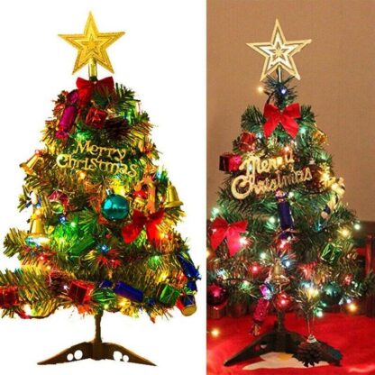 60 Long Tabletop Artificial Small Mini Christmas Tree W  LED Lights Ornament - Image 4