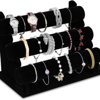 Velvet 3 Tier Jewellery Display Stand Organizer Detachable Bracelet Watch Holder