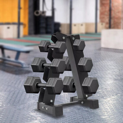 3Tier Dumbbell Rack Storage Stand Tree Hex Vertical Weight Wide Home Gym Fitness - Image 4