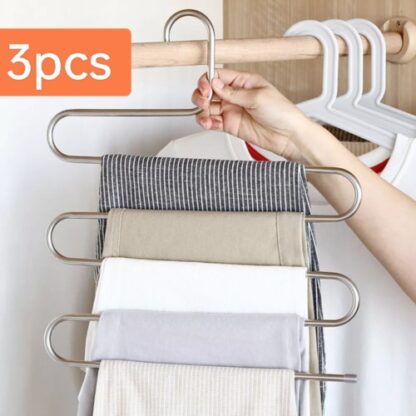 3pcs Clothes Pants Trouser Hanger Multi Layer Storage Closet Space Saver Organizer - Image 6