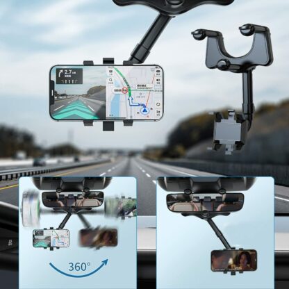Rotatable And Retractable Car Phone Holder Rearview Mirror UK Stock - Image 6