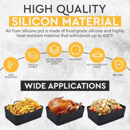 2 PCS Air Fryer Silica Gel Baking Pan Dual Basket Liner Handle Baking Oven New - Image 9