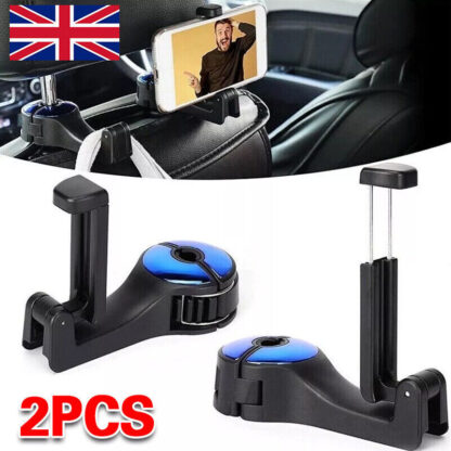 2X Car Seat Back Hooks Bag Storage Headrest Hook Hanger Phone Holder Bracket UK - Image 3