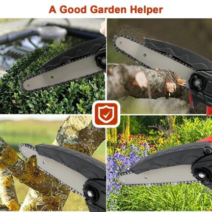2 Batteries  4000W Mini Cordless Chainsaw Electric One-Hand Saw Wood Cutter - Image 6