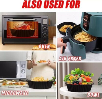 Silicone Air Fryer Pot For  Liner Handle Baking Basket Accessories Pan Grey - Image 6