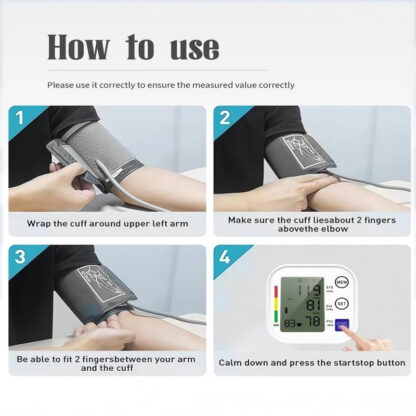 Multifunctional Home Blood Pressure Monitor With Cuff To Record Measurements And Track Heart Rate - Image 3