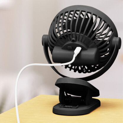3 Speeds Mini Cooling Fan USB Rechargeable Clip On Desk Baby Stroller Portable - Image 2