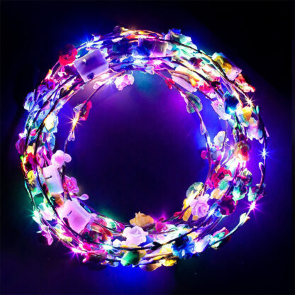 10 20 X LED Light Up Flower Floral Hairband Headband Crown Garland Xmas Wedding - Image 8