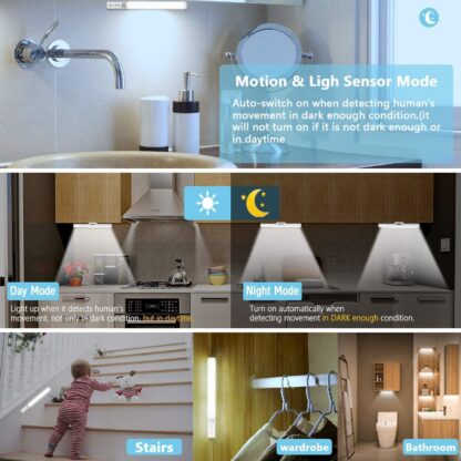 Strip Light LED PIR Motion Sensor USB Rechargeable Magnetic Cabinet Closet Lamp - Image 6