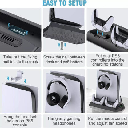 PS5 Vertical Cooling Fan Stand Controller Charger Station For  Playstation 5 - Image 8