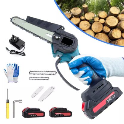 2 Battery 6-8  Mini Cordless Chainsaw Electric One-Hand Saw Wood Cutter - Image 4