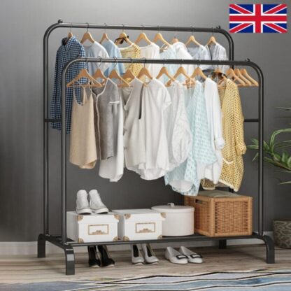 Heavy Duty Double Clothes Rail Hanging Rack Garment Display Stand Shoes Storage - Image 8