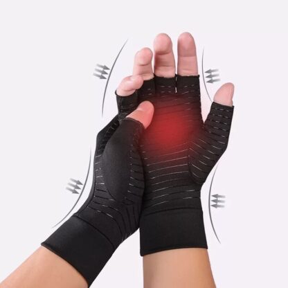 Anti Arthritis Fingerless Copper Compression Gloves Hand Support Pain Relief UK - Image 4