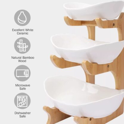 Multifunction Fruit Basket 3Tier Ceramic Bowl Countertop Fruit Bowl Vegetable - Image 7