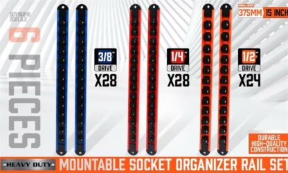 6pc Socket Organizer Mountable Sliding Holder Rail Rack Tool Storage - Image 8