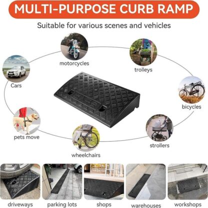 Vehicle Slope Ramp Universal Heavy Duty Rubber Kerb Ramps Car Bikes Threshold - Image 9
