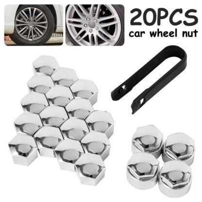 20Pcs 17mm Gloss Silver Car Wheel Nut Caps Bolt Covers For  VW Vauxhall Bmw - Image 4